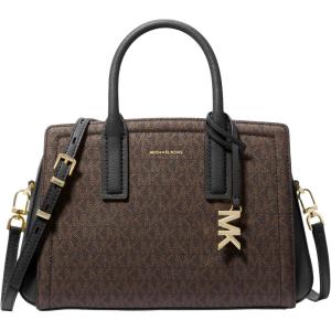 imageMichael Kors Womens Laila Small SatchelGoldtone HardwareBrownBlack