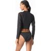 imageMichael Kors Womens Laser Cut Zip Front Cropped RashguardBlack
