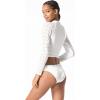 imageMichael Kors Womens Laser Cut Zip Front Cropped RashguardWhite