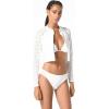 imageMichael Kors Womens Laser Cut Zip Front Cropped RashguardWhite