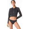imageMichael Kors Womens Laser Cut Zip Front Cropped RashguardBlack