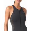 imageMichael Kors Womens Laser Cut Zip Front Highneck One PieceBlack