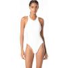 imageMichael Kors Womens Laser Cut Zip Front Highneck One PieceWhite