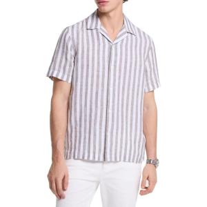 imageMichael Kors Mens Short Sleeve Relaxed Fit Linen ShirtSafari Green