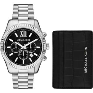 imageMichael Kors Lexington Mens Watch Stainless Steel Bracelet Watch for MenSilverBlack Wallet Gift Set