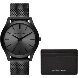 imageMichael Kors Oversized Slim Runway Mens Watch Stainless Steel Watch for MenBlack Mesh Wallet Gift Set