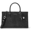 imageMichael Kors Scarlett Medium SatchelSilvertone HardwareEmbossed Python LeatherBlack