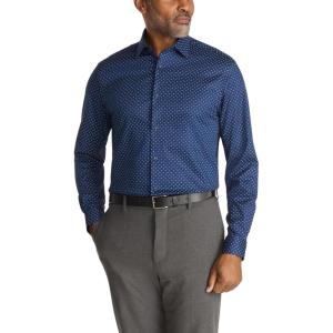 imageMichael Kors Mens Dress Shirt Ultra Wrinkle Free Stretch Regular FitNavy Multi