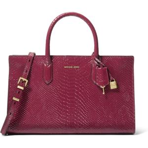 imageMichael Kors Scarlett Medium SatchelGoldtone HardwareEmbossed Python LeatherMulberry