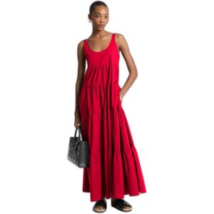imageMichael Kors Womens Stretch Cotton Tiered DressCrimson