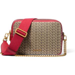 imageMichael Kors Bryant Medium Double Zip Chain Camera Crossbody BagAntique Goldtone HardwareCrimson Multi