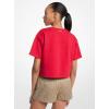imageMichael Kors Womens Mk Embossed Logo Oversized Cropped TShirtCrimson