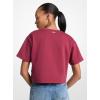 imageMichael Kors Womens Mk Embossed Logo Oversized Cropped TShirtDeep Mulberry