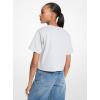 imageMichael Kors Womens Mk Embossed Logo Oversized Cropped TShirtPearl Heather