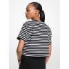 imageMichael Kors Womens Mk Embossed Logo Oversized Cropped TShirtStriped Black