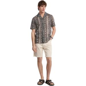 imageMichael Kors Mens Short Sleeve Relaxed Fit Python Camp Collar ShirtBlack