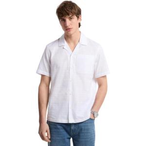 imageMichael Kors Mens Short Sleeve Voile Dobby Check Camp ShirtWhite