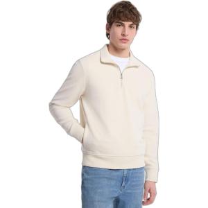 imageMichael Kors Mens Solid Textured Quarter ZipSoft Ecru