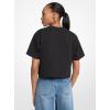 imageMichael Kors Womens Embossed Logo Oversized Cropped TShirtBlack