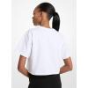 imageMichael Kors Womens Embossed Logo Oversized Cropped TShirtWhite