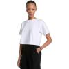 imageMichael Kors Womens Embossed Logo Oversized Cropped TShirtWhite