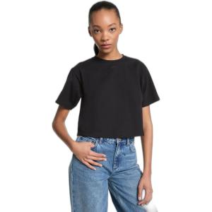 imageMichael Kors Womens Embossed Logo Oversized Cropped TShirtBlack