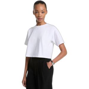 imageMichael Kors Womens Embossed Logo Oversized Cropped TShirtWhite