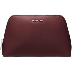 imageMichael Kors Jet Set Medium Travel Pouch SilverTone HardwareTenera LeatherOxblood