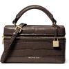imageMichael Kors Jana Extra Small Top Handle Crossbody BagGoldtone HardwareCrocodile Embossed LeatherChocolate