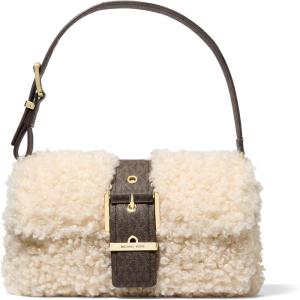 imageMichael Kors Colby Medium Shoulder BagGoldtone HardwareFaux Natural Curly Shearling With Brown Mk Signature TrimNatural Multi