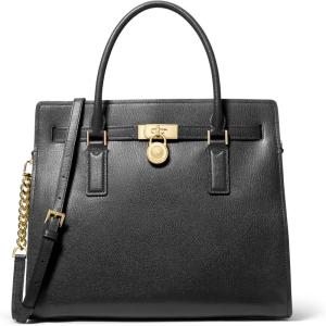 imageMichael Kors Hamilton Large SatchelGoldtone HardwareUrbino LeatherBlack