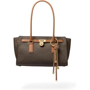 imageMichael Kors Hamilton Small Shoulder Tote with CharmGoldtone HardwareMk Signature Coated TwillBrownAcorn