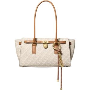 imageMichael Kors Hamilton Small Shoulder Tote with CharmGoldtone HardwareMk Signature Coated TwillVanillaAcorn