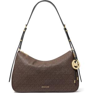 imageMichael Kors Nolita Medium Top Zip Convertible ShoulderGoldtone HardwareMk Signature Coated TwillBrownBlack