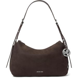 imageMichael Kors Nolita Medium Top Zip Convertible ShoulderSilvertone HardwareNubuck LeatherChocolate