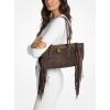 imageMichael Kors Hamilton Nomad Small Shoulder Tote Antique GoldTone HardwareFringe SuedeChocolate