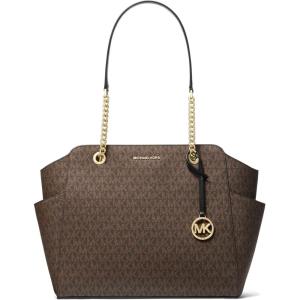 imageMichael Kors Jacquelyn Medium Chain ToteGoldtone HardwareBrownBlack
