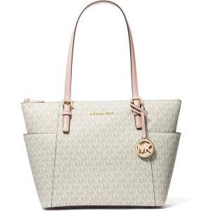 imageMichael Kors Jet Set Top Zip ToteGoldtone HardwareVanillaSoft Pink