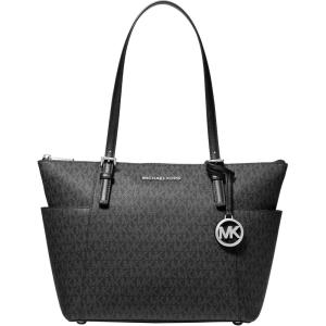 imageMichael Kors Jet Set Top Zip ToteSilvertone HardwareSignatureBlack