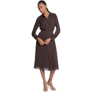 imageMichael Kors Womens Pleated Shirt DressChocolate