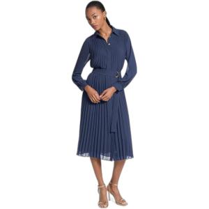 imageMichael Kors Womens Pleated Shirt DressMidnight Blue