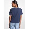 imageMichael Kors Womens Stud Mk Charm Crop TShirtMidnight Blue