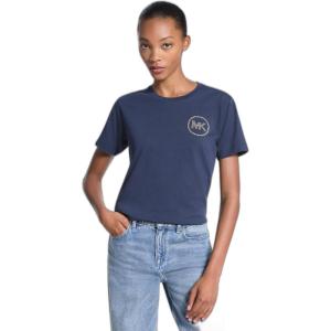 imageMichael Kors Womens Stud Mk Charm Crop TShirtMidnight Blue